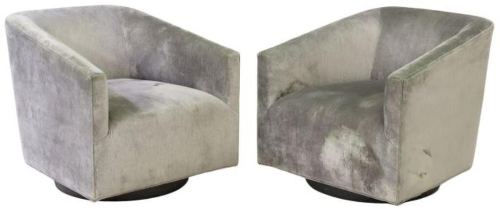 Appraisal: pair Contemporary Cooper swivel armchairs Mitchell Gold and Bob Williams