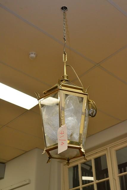 Appraisal: A PAIR OF BRASS LANTERNS A PAIR OF BRASS LANTERNS