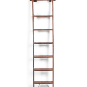 Appraisal: A Milbradt Mfg Co Oak Library Ladder Early th Century