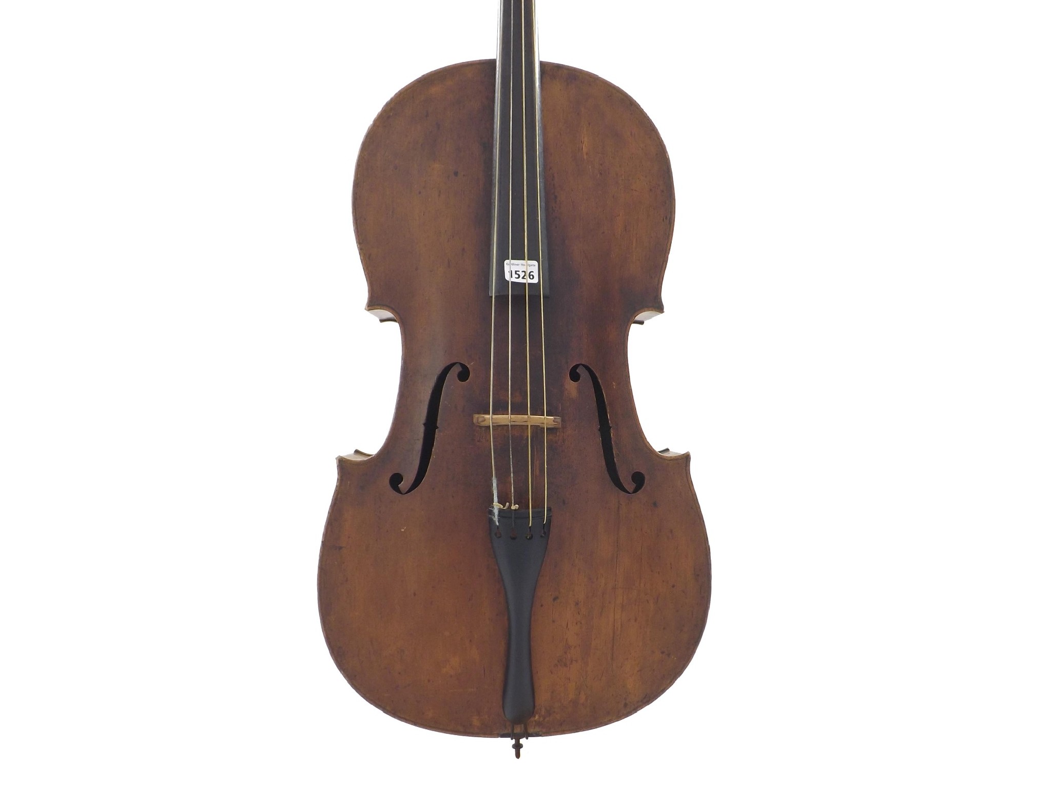 Appraisal: th century three-quarter size violoncello with carved mythical lion's head