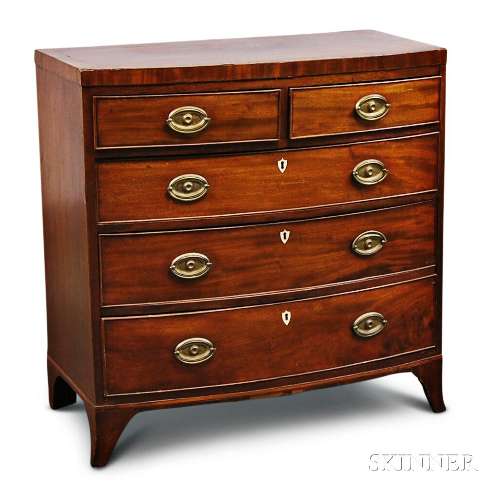 Appraisal: George III Inlaid Mahogany Veneer Bow-front Chest of Drawers England