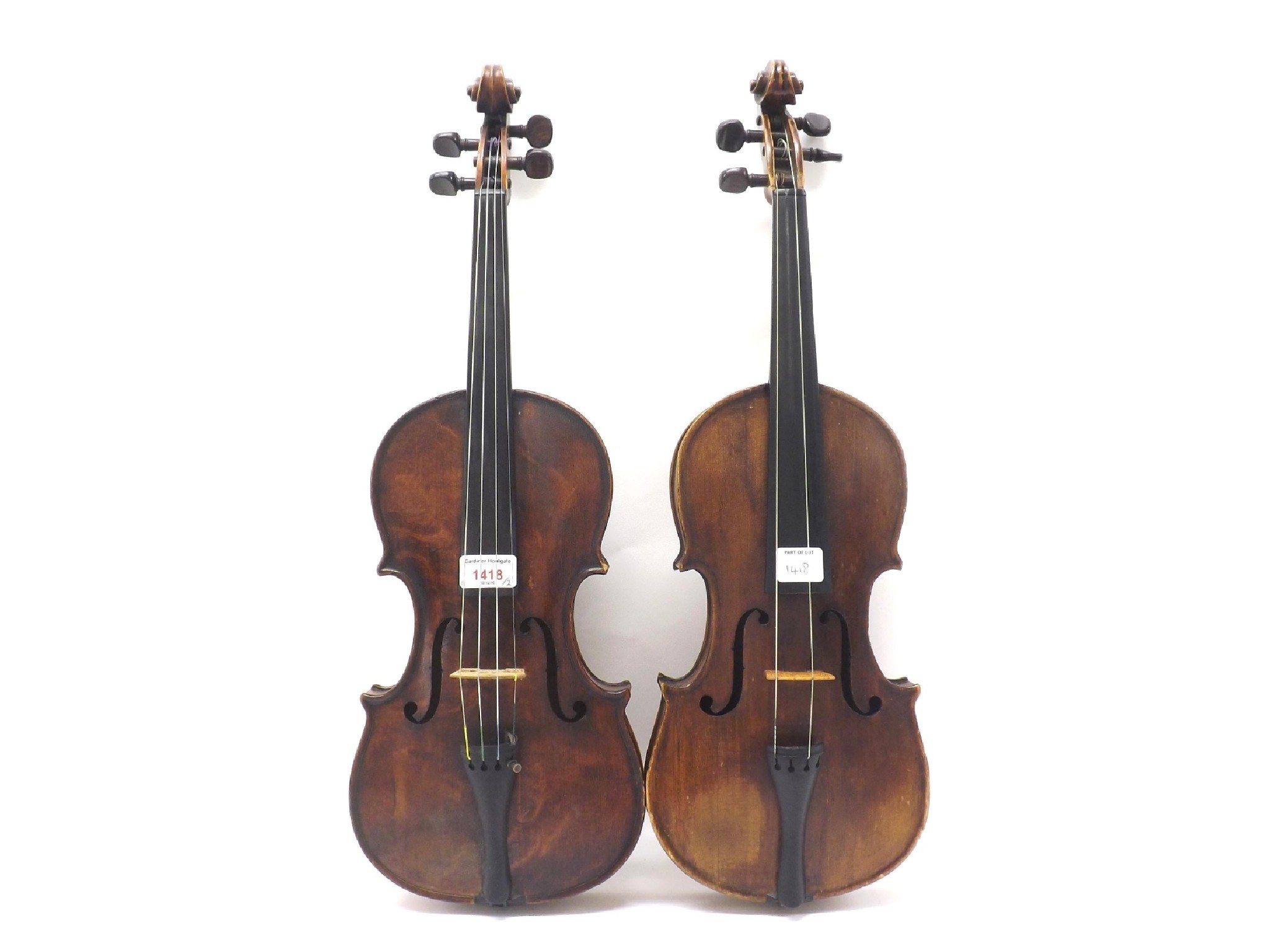 Appraisal: Interesting th century violin unlabelled cm within an oak W