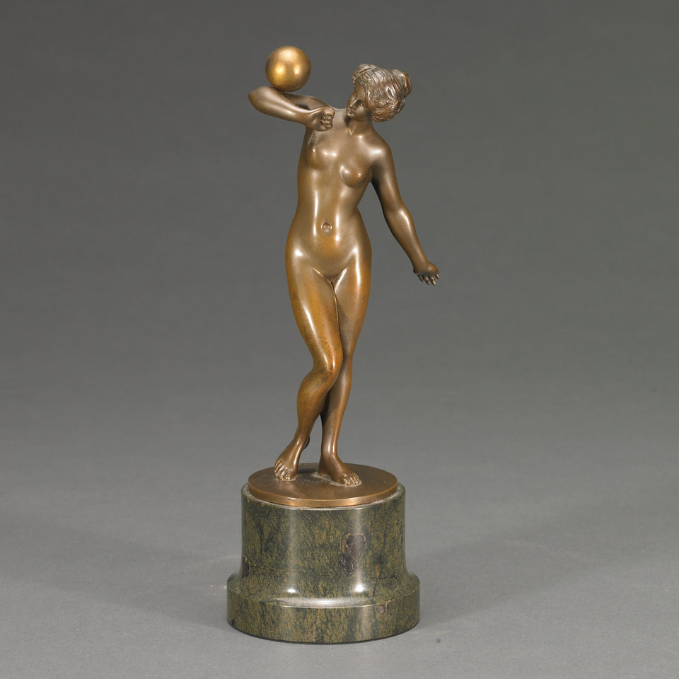 Appraisal: NUDE BALANCING BALL F Richter German th century patinated and