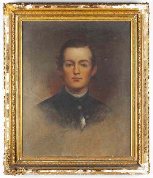 Appraisal: Portrait of a Young Confederate Soldieroil on canvas inscribed on