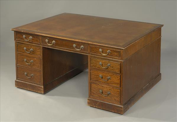 Appraisal: A mahogany partners desk in George III style mid- th