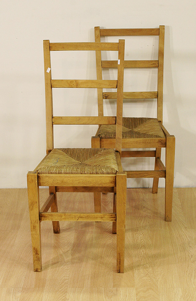 Appraisal: A set of five th century maple and cane upholstered