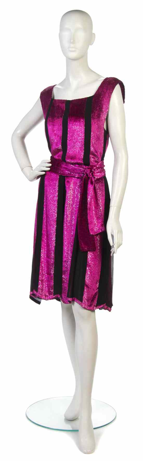 Appraisal: A Pauline Trigere Black Silk Chiffon and Pink Velvet Flapper