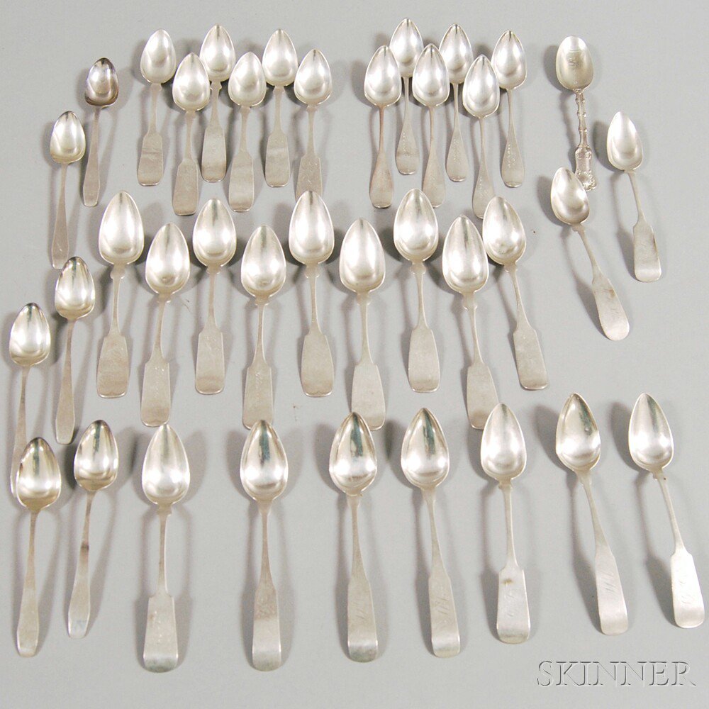 Appraisal: Group of Coin and Sterling Silver Spoons various makers some