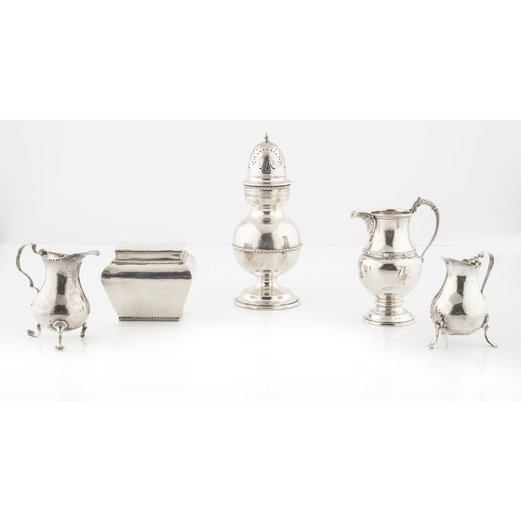 Appraisal: A collection of silver to include a caster Henry Atkins