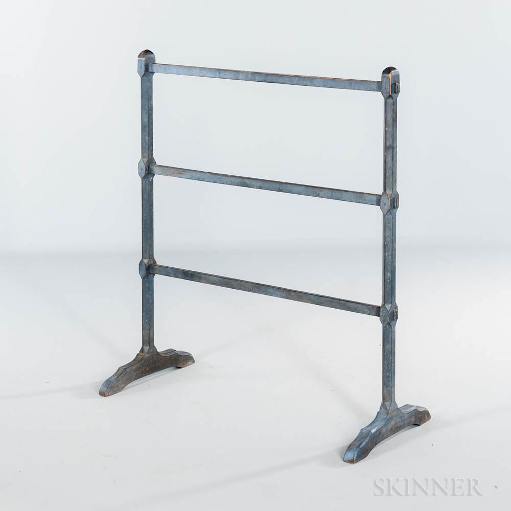 Appraisal: Blue-painted Pine Drying Rack Blue-painted Pine Drying Rack New England