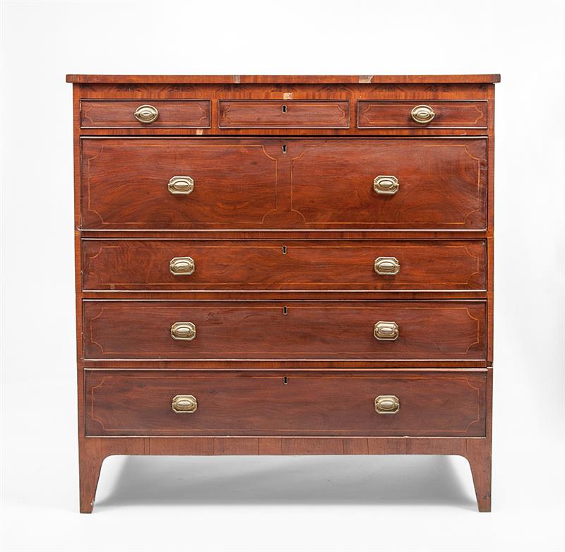 Appraisal: FEDERAL MAHOGANY CHEST OF DRAWERS With line inlay x x