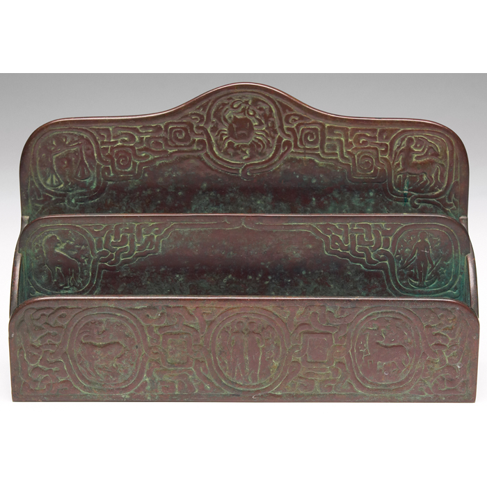 Appraisal: Tiffany Studios letter rack bronze in the Zodiac pattern original