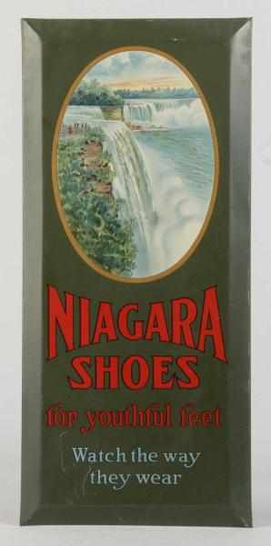 Appraisal: Tin Over Cardboard Niagara Shoes Sign Description Beautiful image of