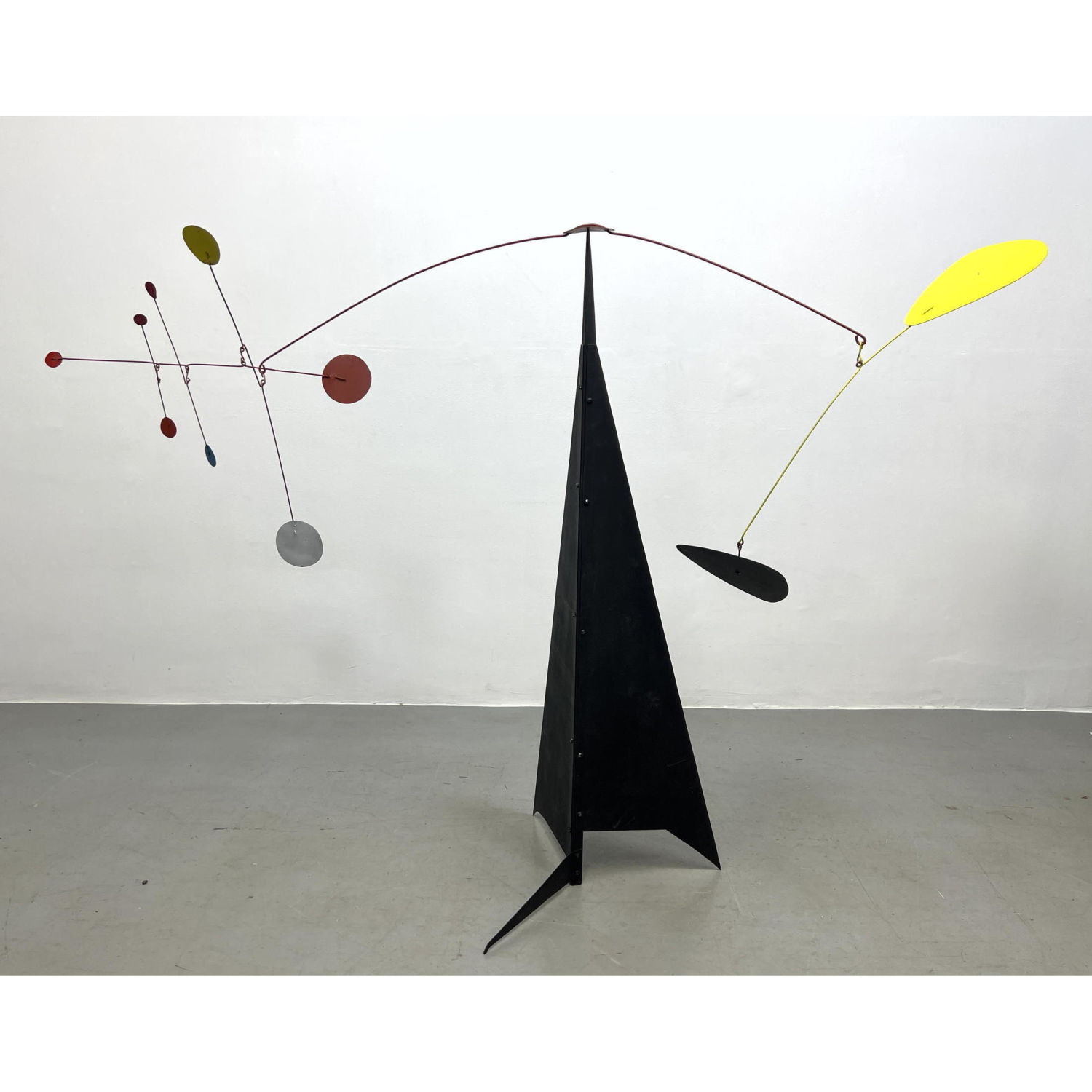 Appraisal: Colorful Metal Paddles Stabile Kinetic Mobile Sculpture Black Base Dimensions