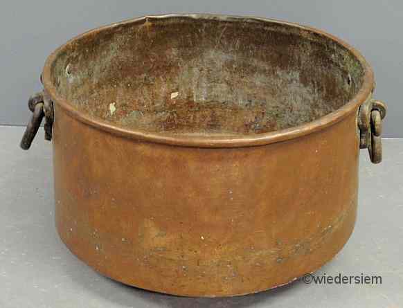 Appraisal: Large Continental copper kettle early th c with bold bronze