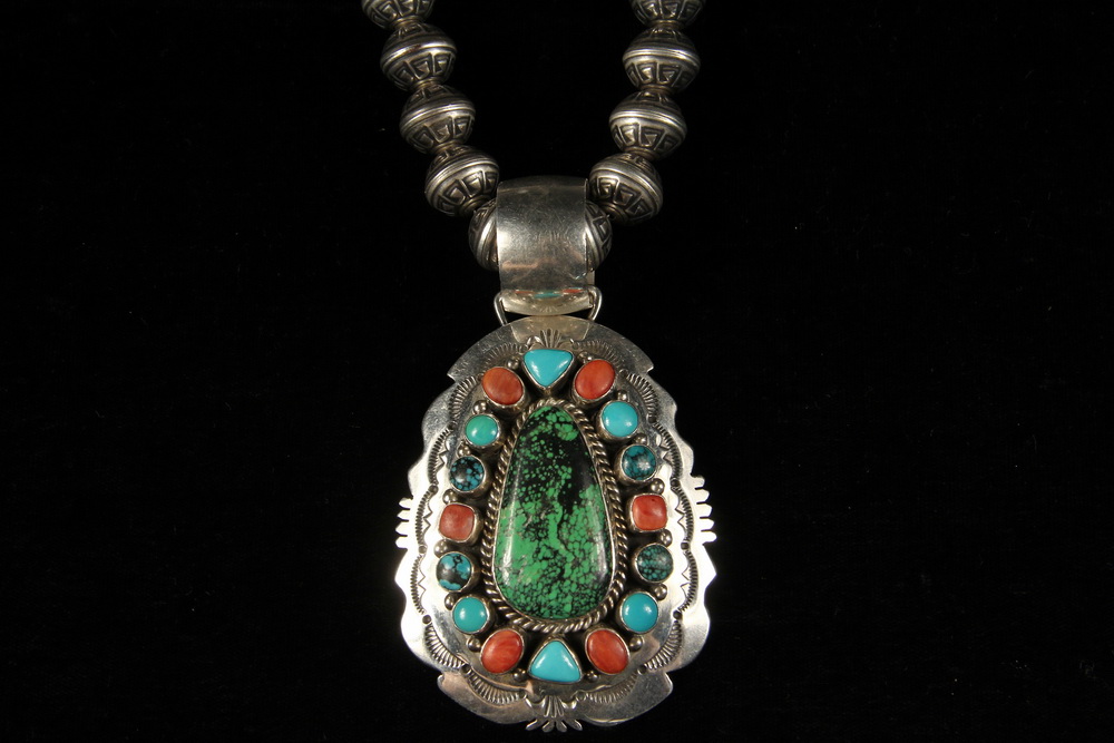 Appraisal: NECKLACE - Native American Crafted Sterling Pendant by Navajo Maker