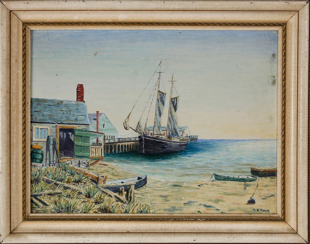 Appraisal: R B Howe Oil on Artist Board Low Tide Olde