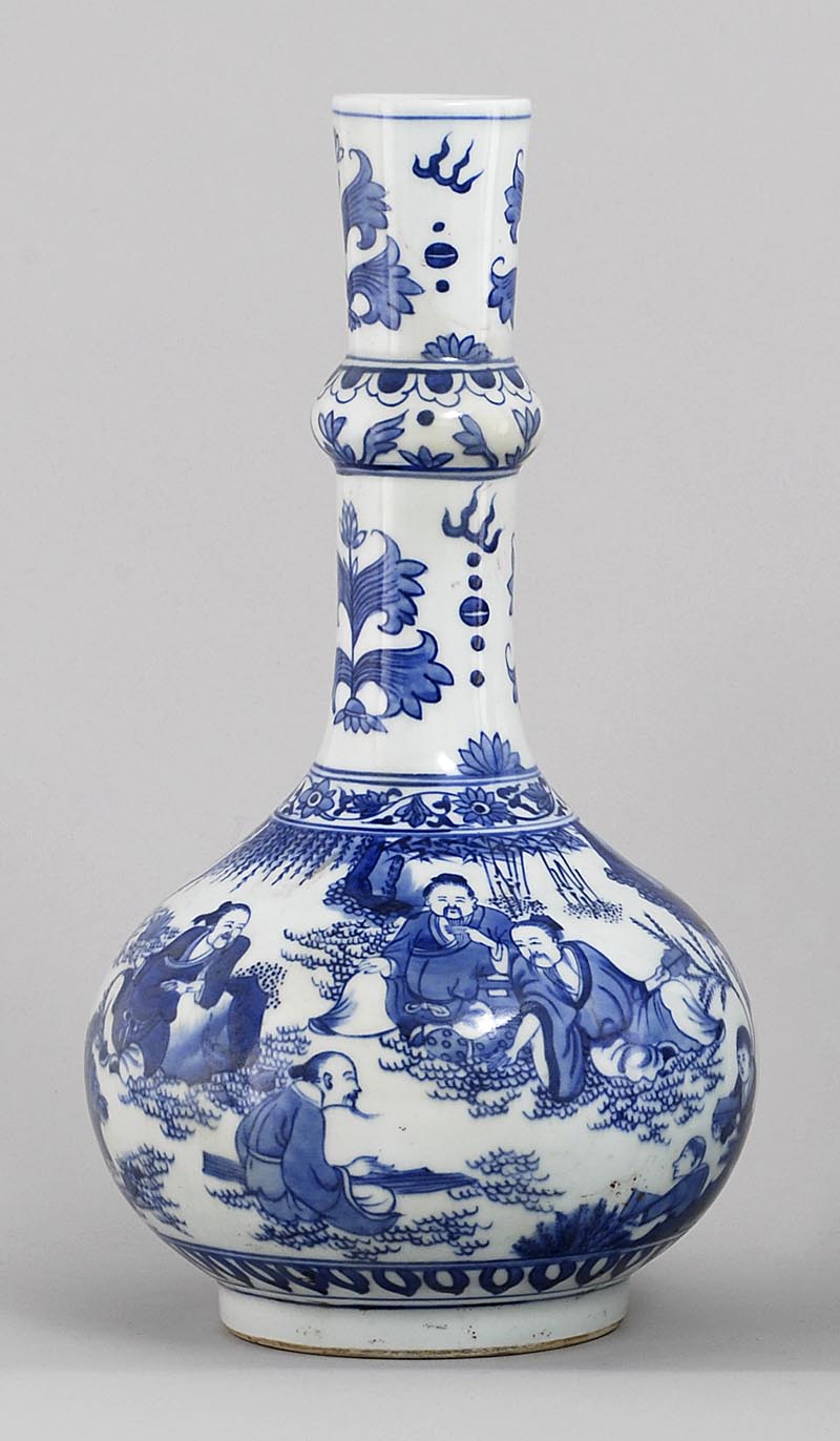 Appraisal: BLUE AND WHITE PORCELAIN VASE In teardrop form with decoration