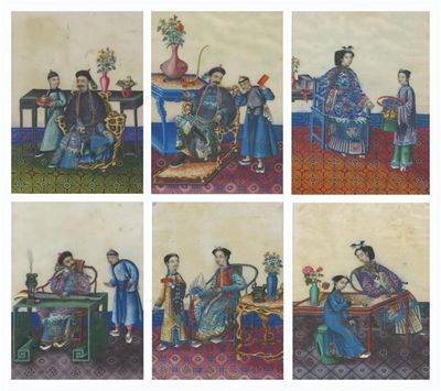 Appraisal: A set of eight Chinese pith paper paintings depicting figures