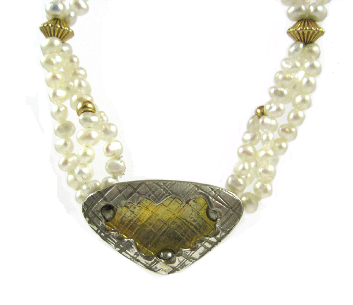 Appraisal: PEARL DIAMOND AND FOURTEEN KARAT GOLD NECKLACE measuring - inches