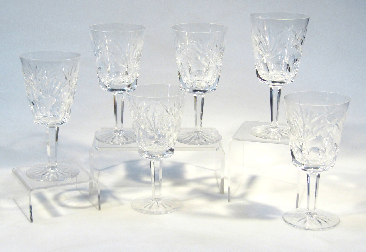 Appraisal: A set of six Waterford crystal wine glasses the bell