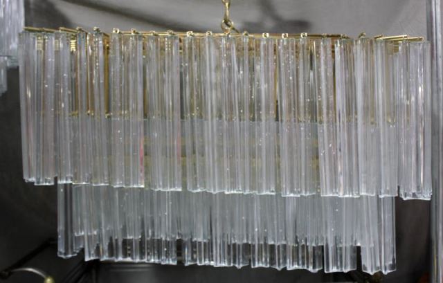 Appraisal: Midcentury Camer Rectangular Tiered Chandelier From a Philadelphia PA collector