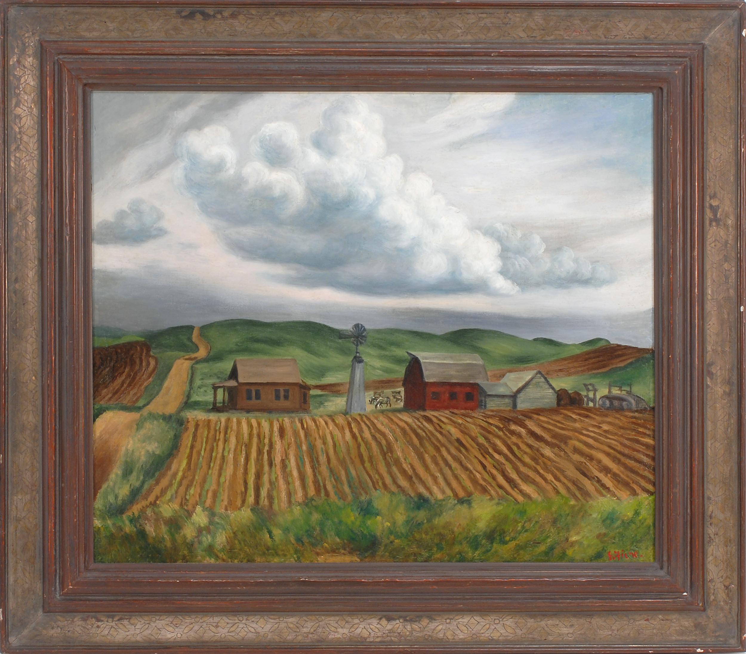 Appraisal: FRAMED PAINTING ERNEST FIENE American - Nebraska Landscape Depicting a