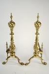 Appraisal: ANDIRONS - Pair of th c spiral twist brass andirons