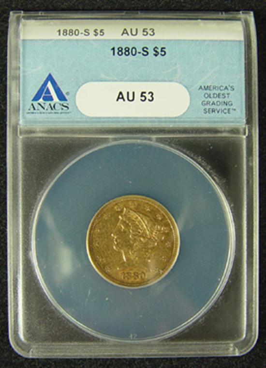 Appraisal: -S Liberty Gold Coin ANACS certified and graded AU