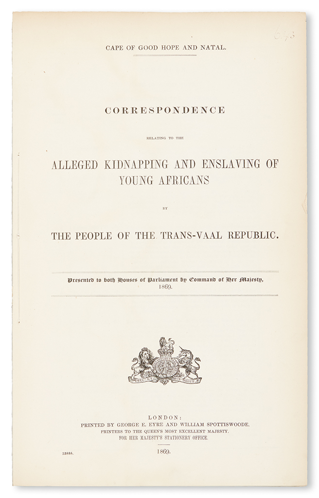 Appraisal: SLAVERY AND ABOLITION BRITISH PARLIAMENTARY PAPER Correspondence Relating to the