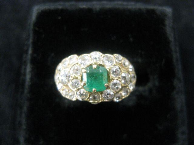 Appraisal: Emerald Diamond Ring carat cushion cut gem surrounded by diamonds