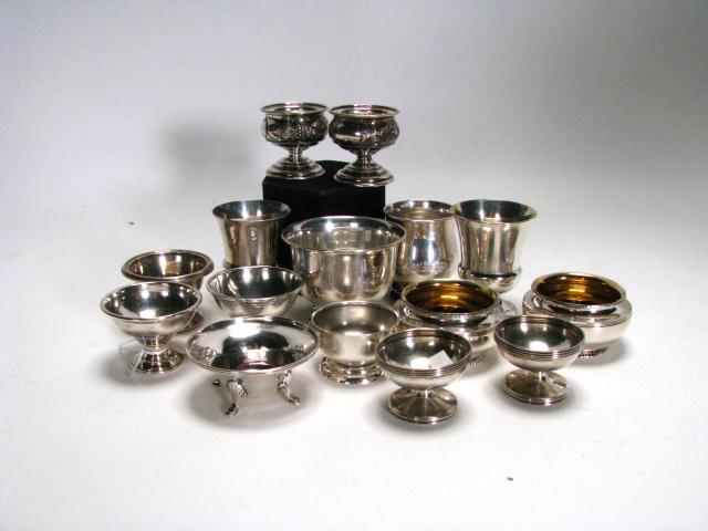 Appraisal: Group of sterling tableware including cigarette holders salt dips pair