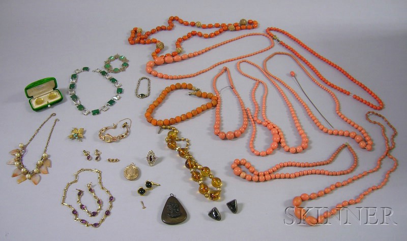 Appraisal: Group of Assorted Gold and Costume Jewelry including beaded necklaces