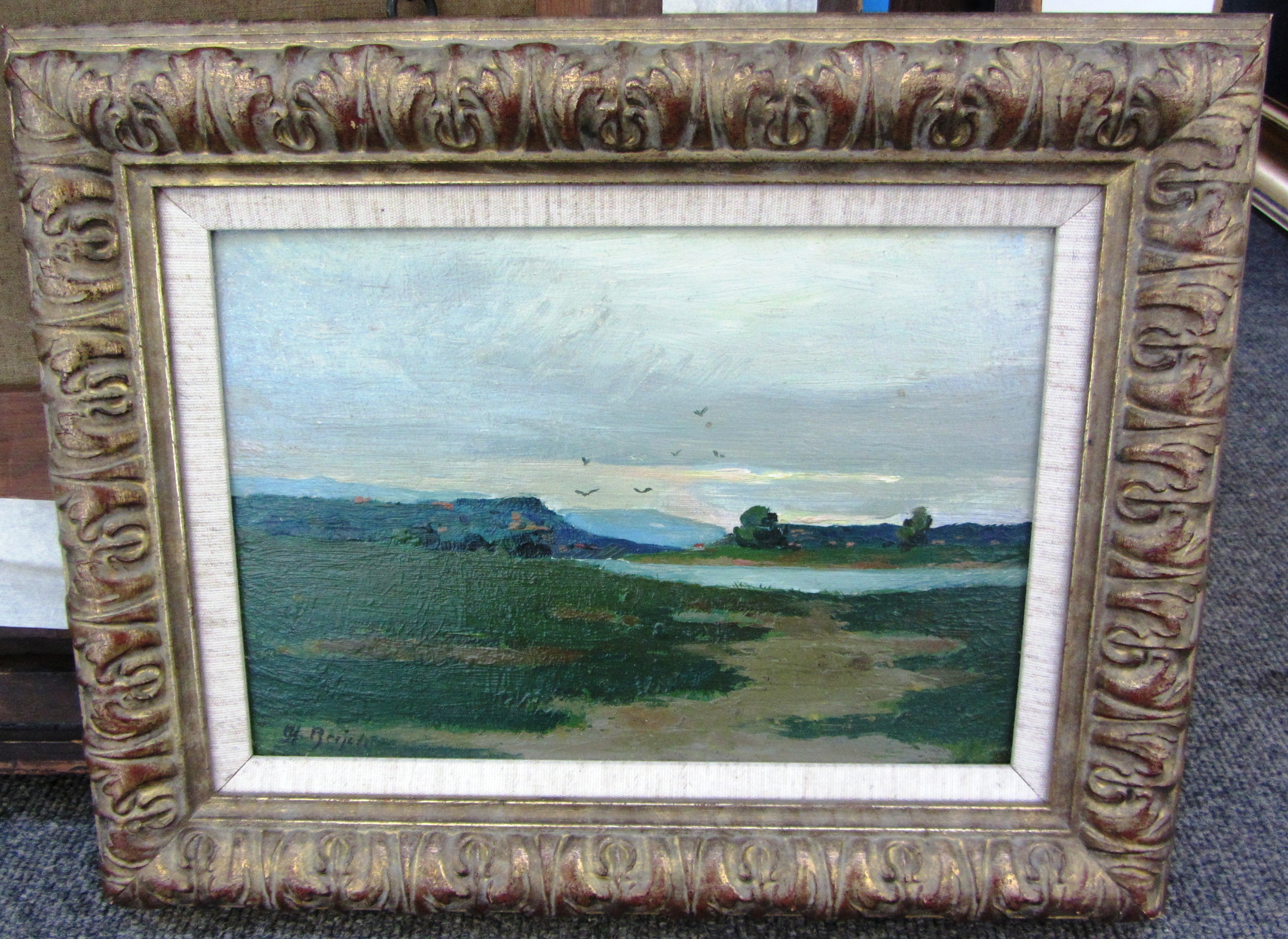 Appraisal: Charles Berjole - Landscape oil on board signed cm x