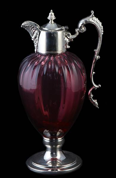 Appraisal: A cranberry glass claret jug height in