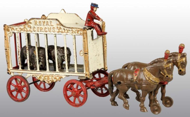 Appraisal: Cast Iron -Horse Royal Circus Cage Wagon Toy Description Includes