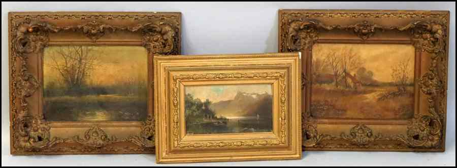 Appraisal: GROUP OF THREE TH TH CENTURY FRAMED OIL PAINTINGS House