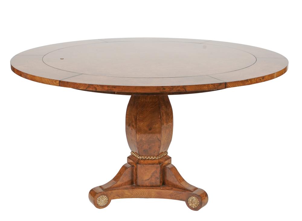 Appraisal: BEIDERMEIER-STYLE BURL WALNUT DINING TABLEsecond half th century unsigned with