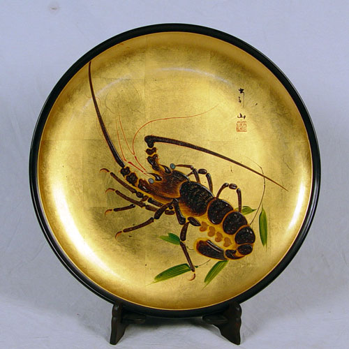 Appraisal: LARGE ASIAN ARTS LACQUER WARE CHARGER Gold leaf on black