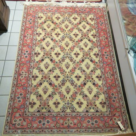 Appraisal: Mahal Persian Handmade Rug floral garland on ivory field light