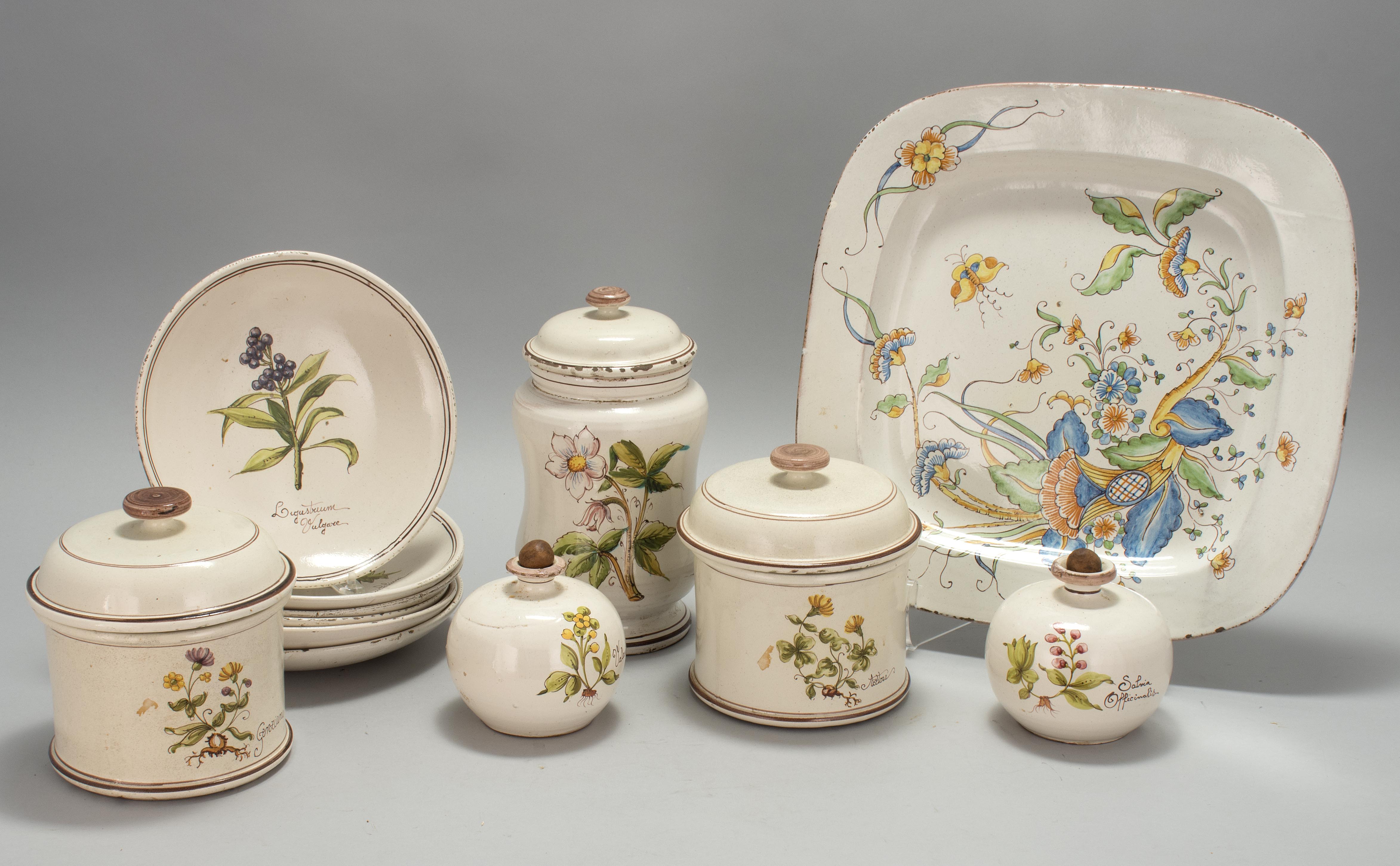 Appraisal: ASSEMBLED SET OF FRENCH FA ENCE CERAMICS First Half of