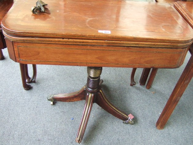 Appraisal: A th century Scottish mahogany and brass inlaid tea table