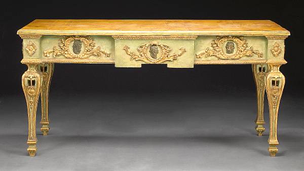 Appraisal: A good Northern Italian Neoclassical painted and parcel gilt console