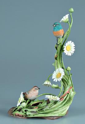 Appraisal: Boehm porcelain bird group lazuli buntings with daisies marked quot