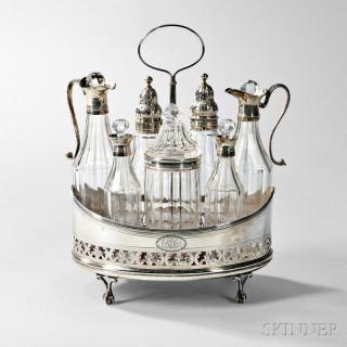 Appraisal: George IV Sterling Silver-mounted Cruet Set London - Robert Hennell