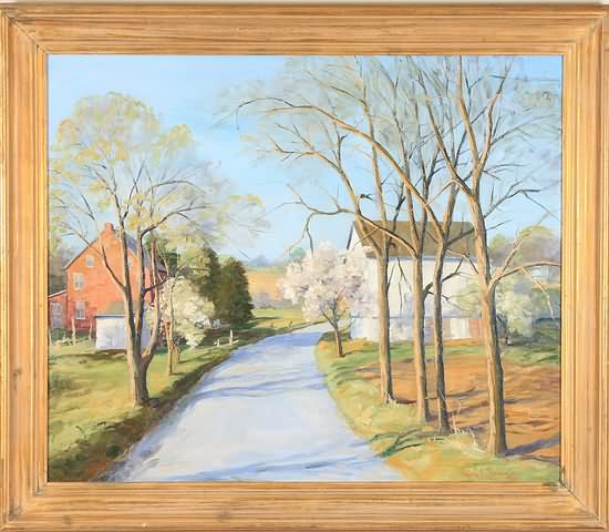 Appraisal: Spring at the Farm oil on canvas x SLR relined