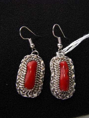 Appraisal: Pair of sterling silver Mt Sterling earrings with coral stones