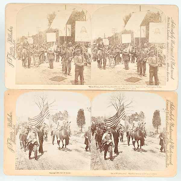 Appraisal: Stereoviews-Labor Activism Three Coxey's Army Stereoviews Lot of including of