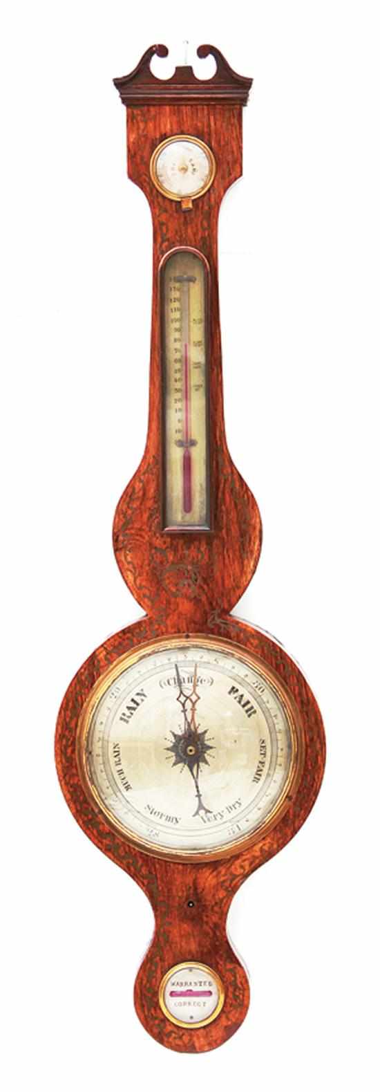 Appraisal: Regency paint-decorated mahogany barometer first half th century typical banjo-form