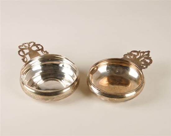 Appraisal: Two Tiffany Co Sterling Porringers each with ornate pierced handles